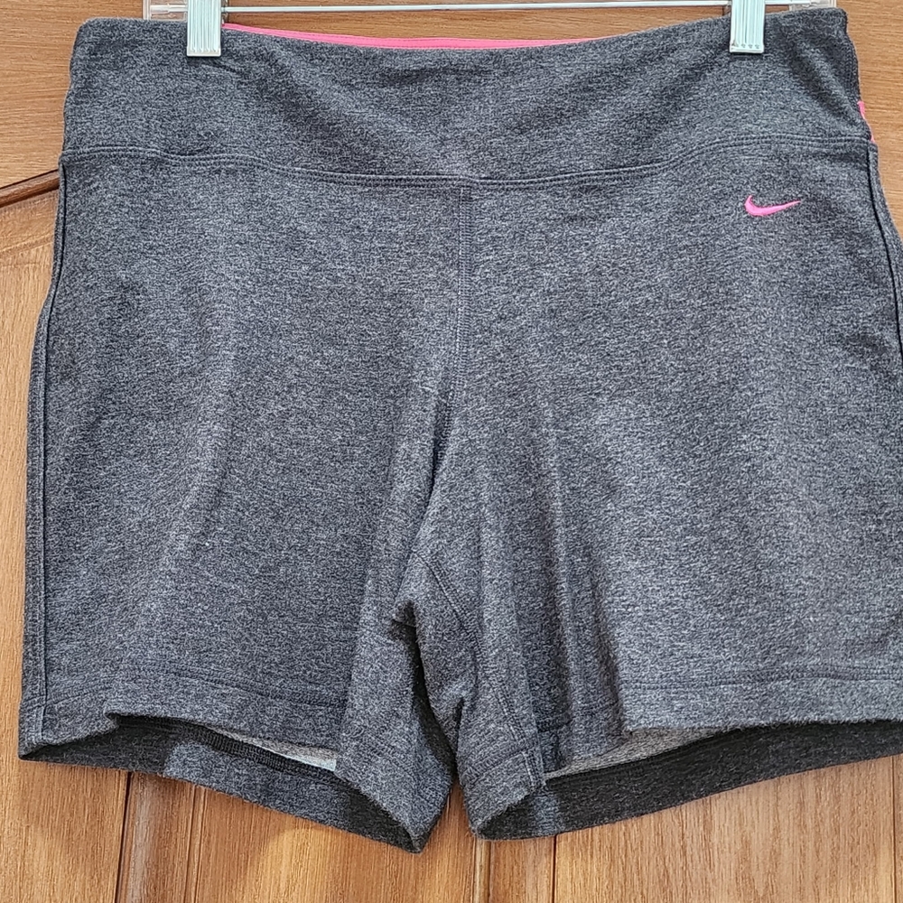 Nike Women's Charcoal and Pink Athletic Shorts SX L